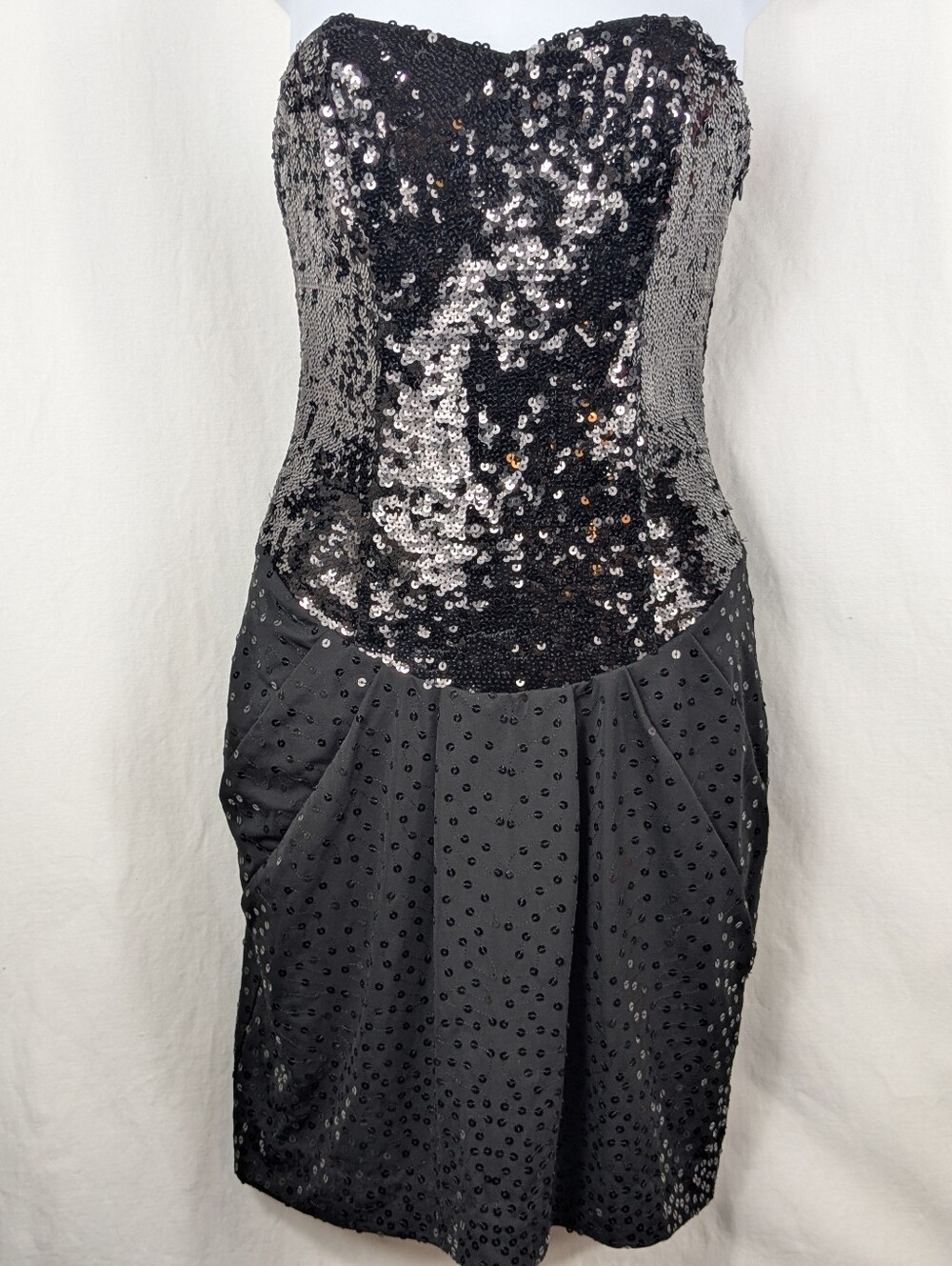 Betsey Johnson Vintage Black Sequin Pinup Dress Sz 2